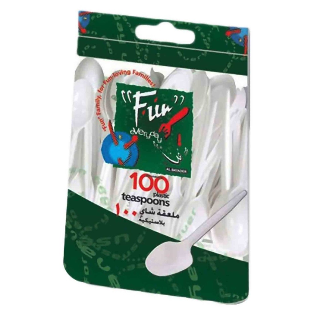 Fun Plastic Teaspoon Set White 100 PCS