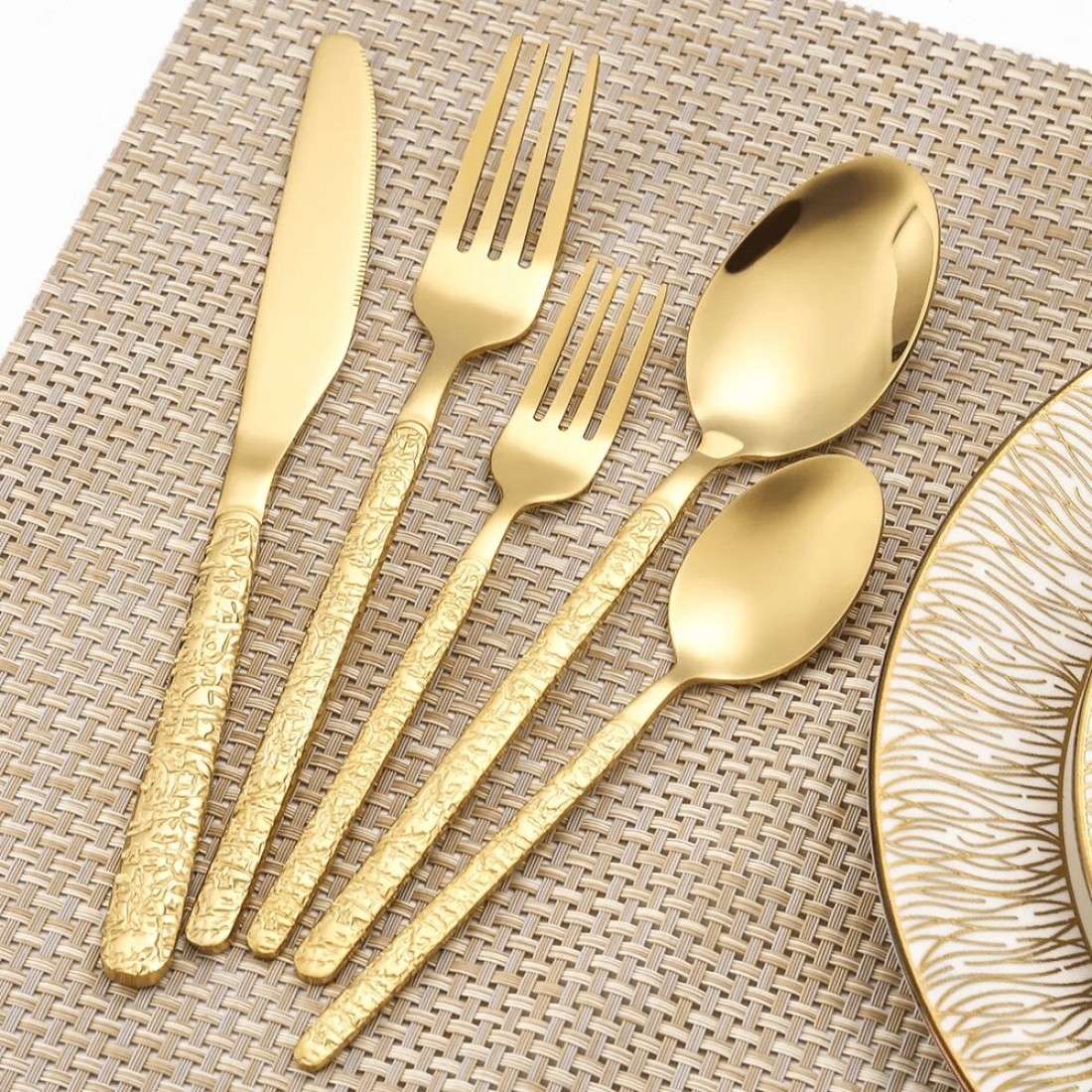 MAAC Home Gold Prestige Luxe Cutlery Set - Set of 10 Luxurious Elegant Durable and Classic Premium Design Cutlery Set Perfect for everyday use, and get together, restaurant, banquet