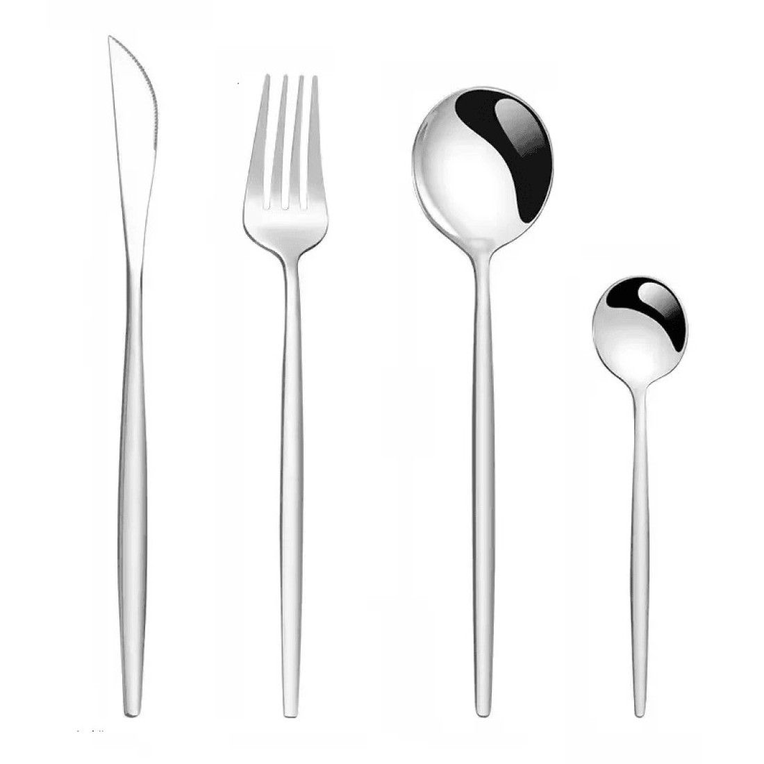 MAAC Home Minimalist White Cutlery Set for Modern Dining Spaces - Set of 8 Luxurious Elegant Durable Classic Premium Design Cutlery Set Perfect for everyday use, get together, restaurant