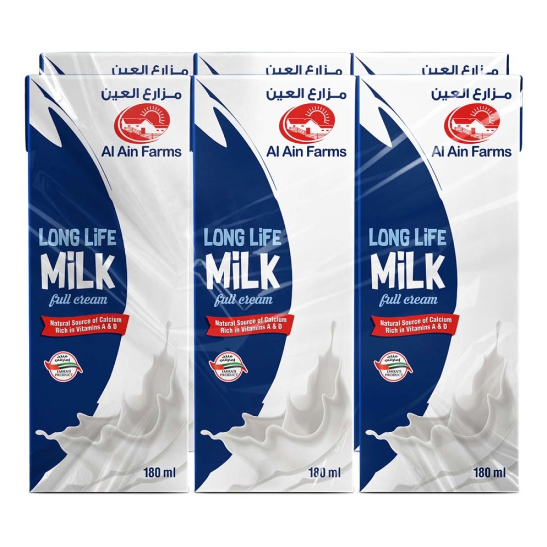 Al Ain UHT Full Fat Milk 180ml Pack of 6