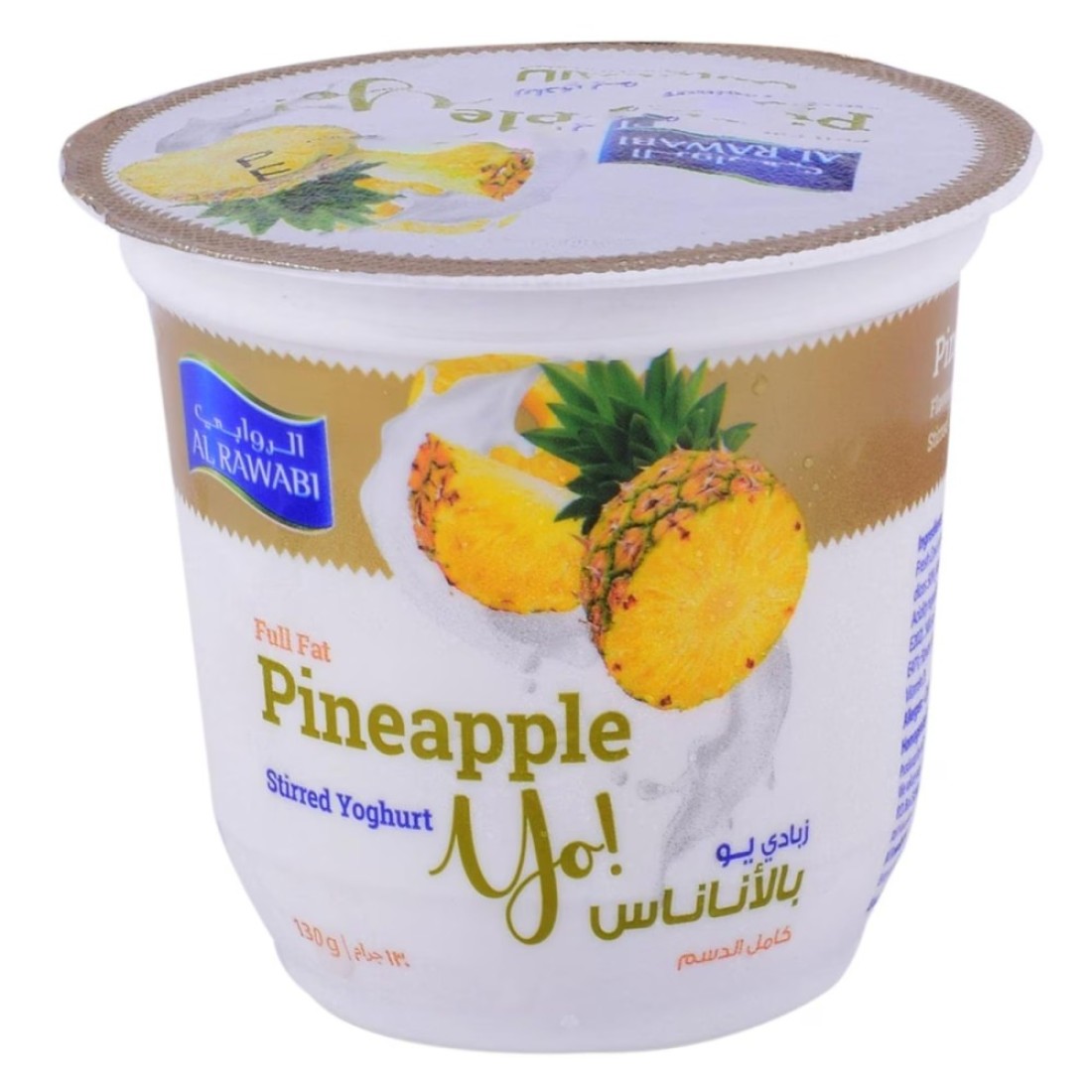 Al Rawabi Yo Full Fat Pineapple Stirred Yoghurt 130g