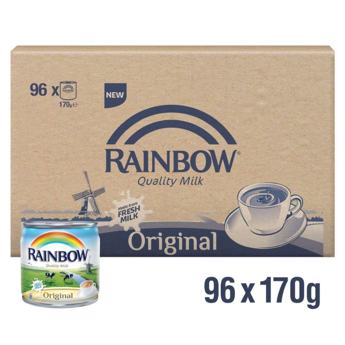 Rainbow Original Evaporated Milk 170g Pack of 96