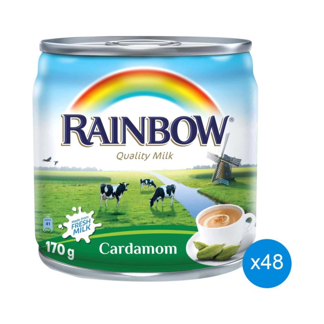 Rainbow Evaporated Milk With Cardamom 170g Pack of 48