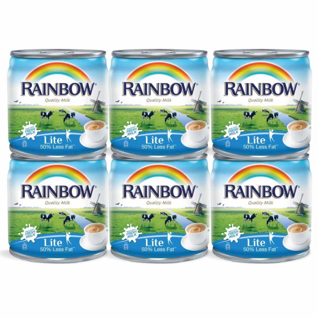 Rainbow Lite Vitamin D Evaporated Liquid Milk 170g Pack of 6