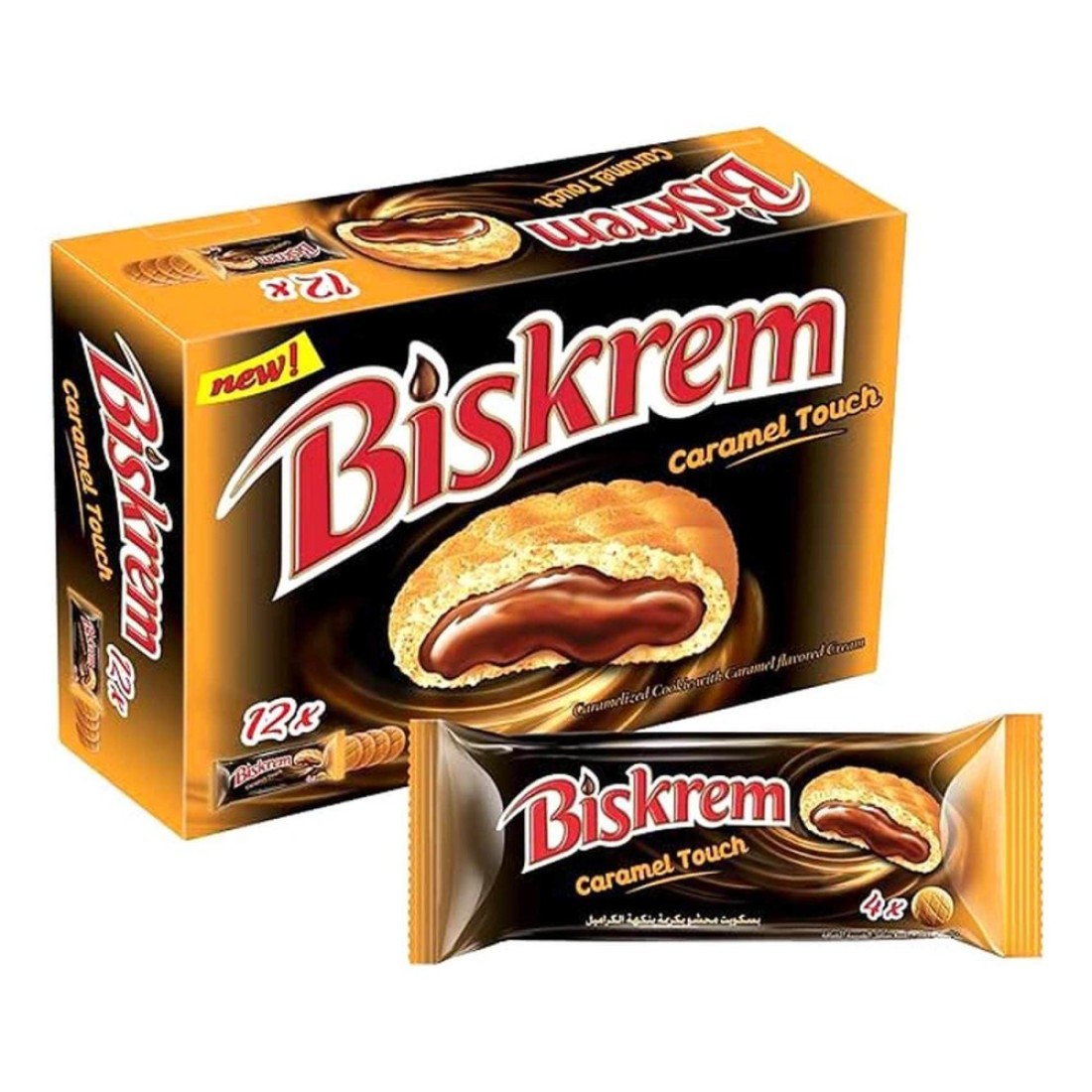 Ulker Biskrem Caramel Touch Cookies, 36g Pack of 12