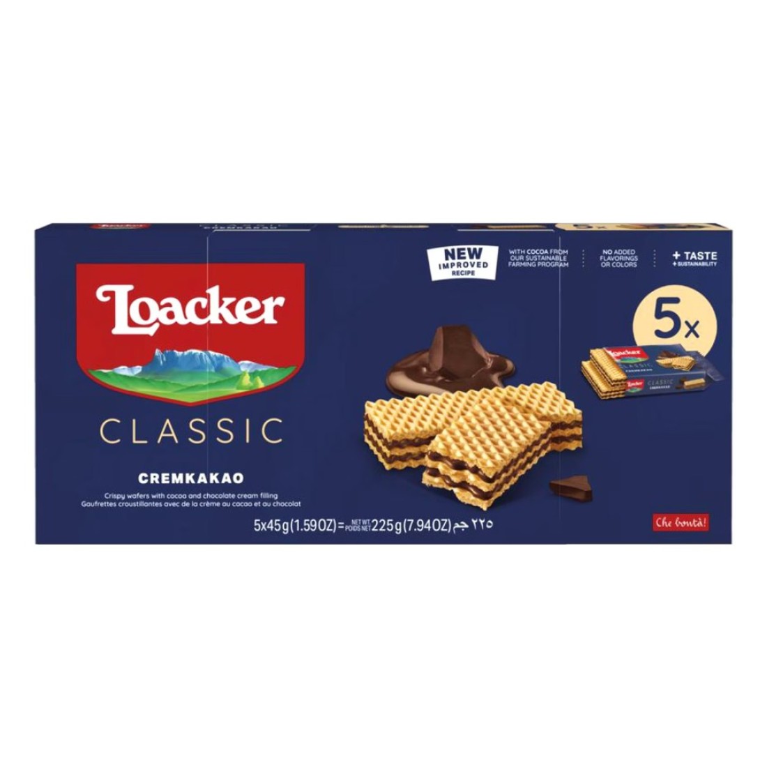 Loacker Classic Cremkakao Chocolate Wafers, 45g Pack of 5
