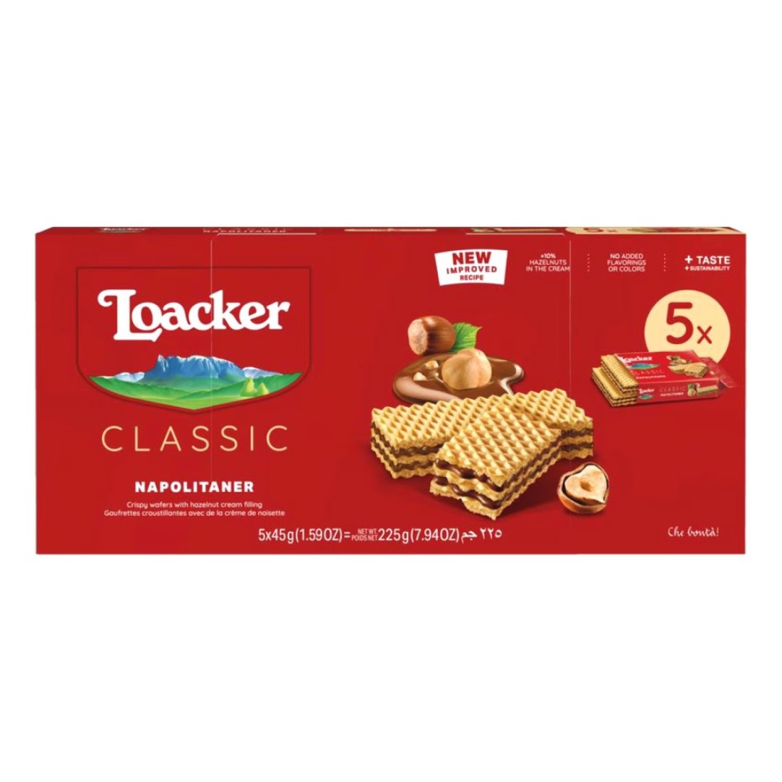 Loacker Classic Napolitaner Chocolate Wafers, 45g Pack of 5