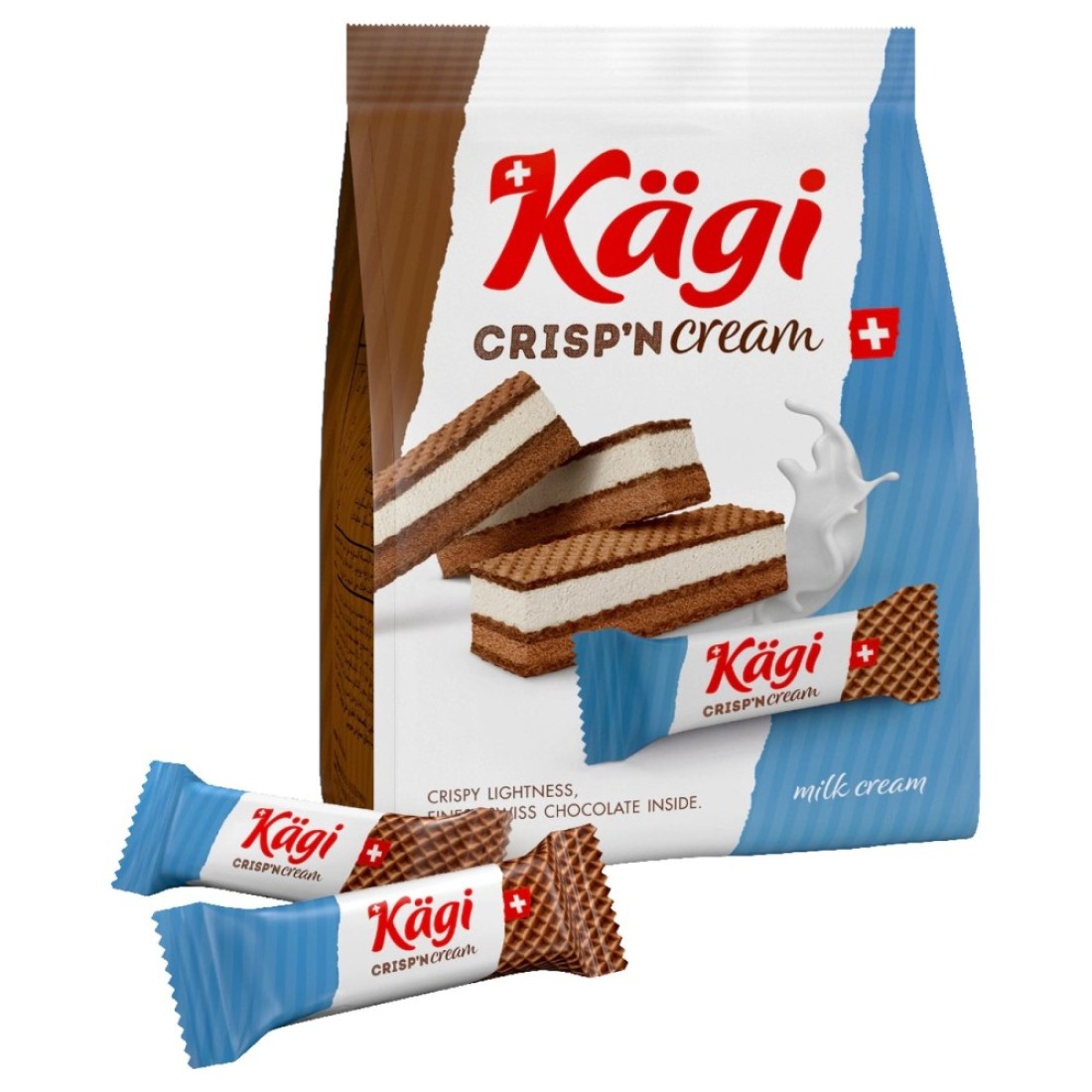 Kagi Crisp &#39;N&#39; Cream Milk Cream Wafer Bar Bag, 88g