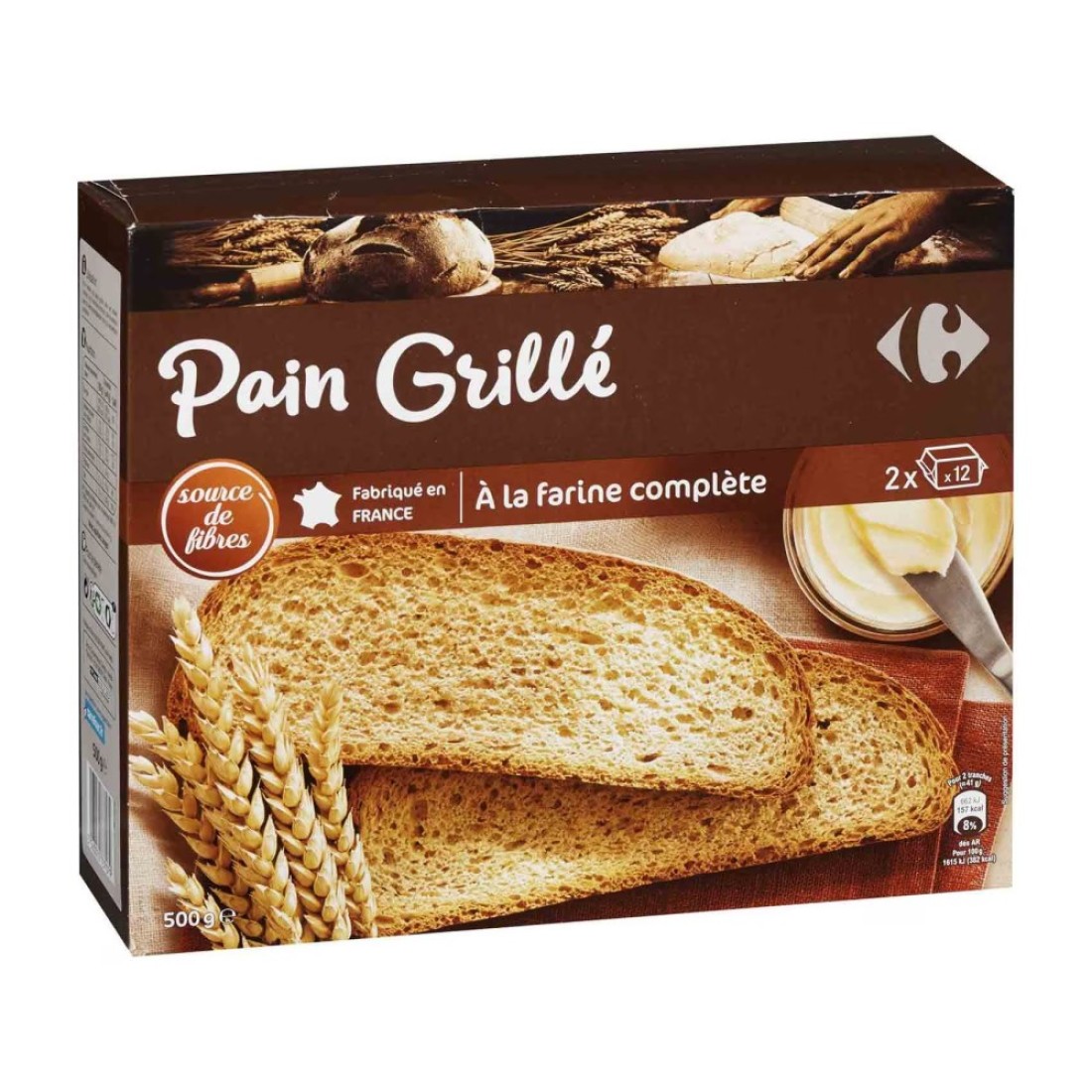 Carrefour Toasted Whole Wheat Bread 500g
