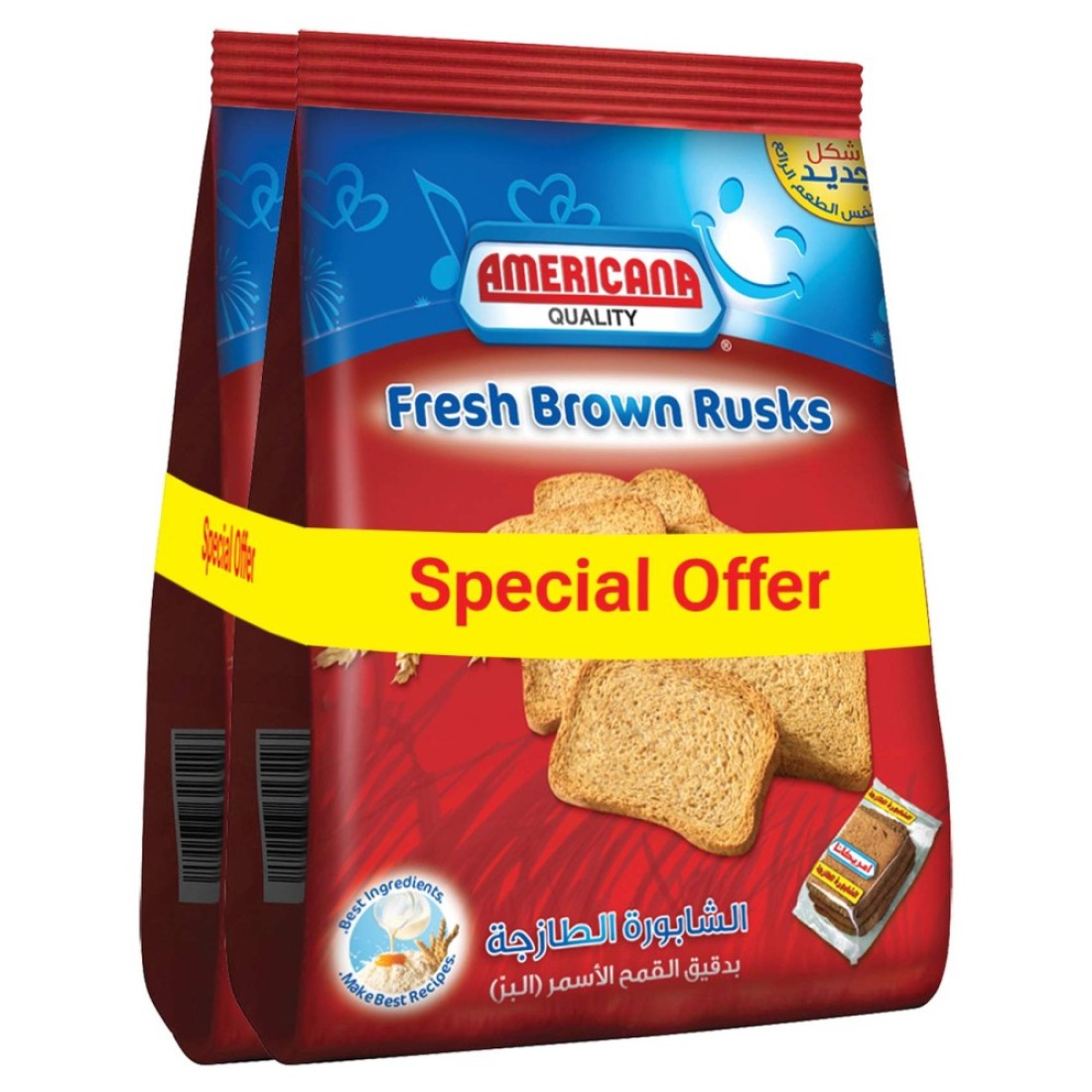 Americana Fresh Brown Rusks Red Bag 375g Pack of 2