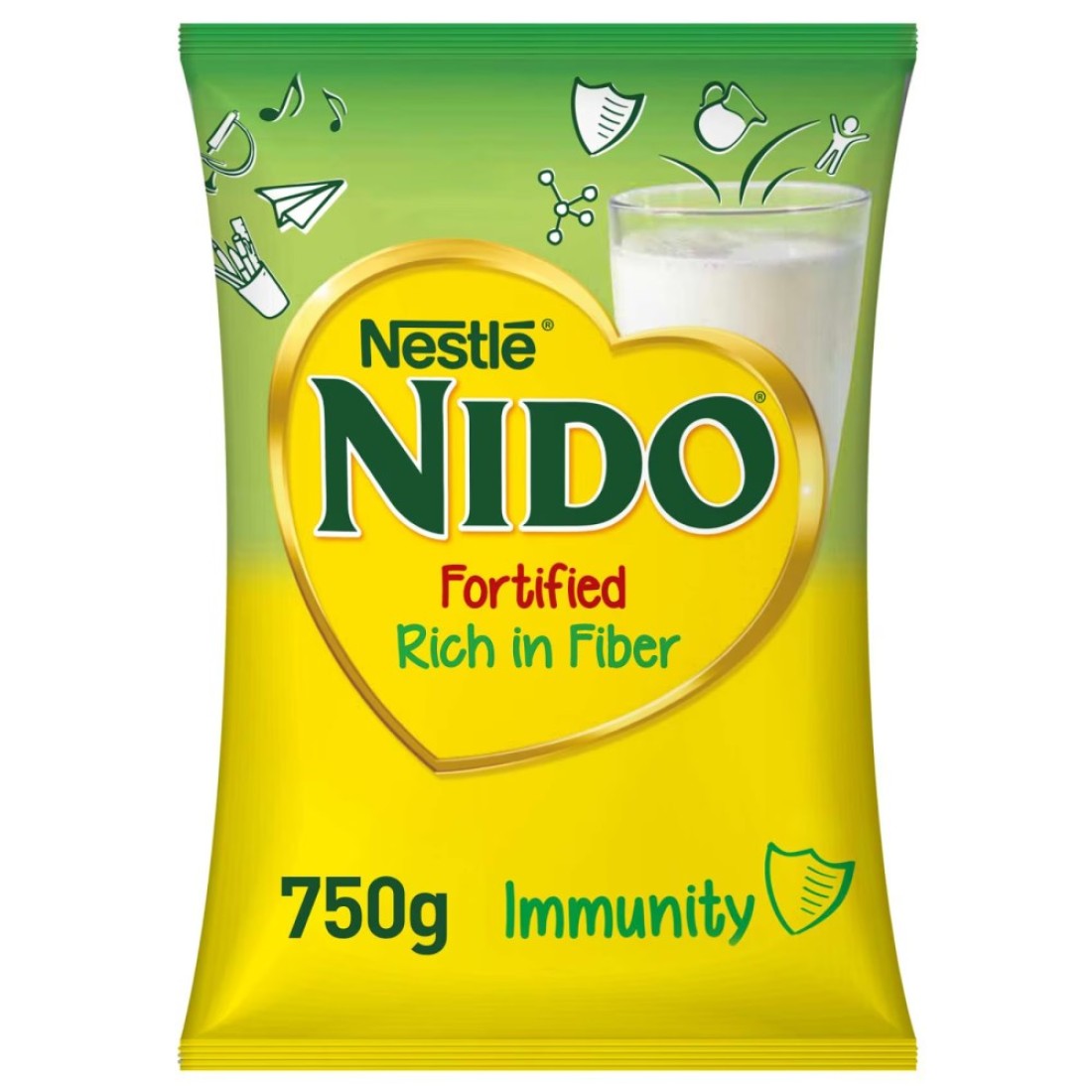 Nestle Nido Fortified Milk Powder Rich In Fiber Pouch 750g