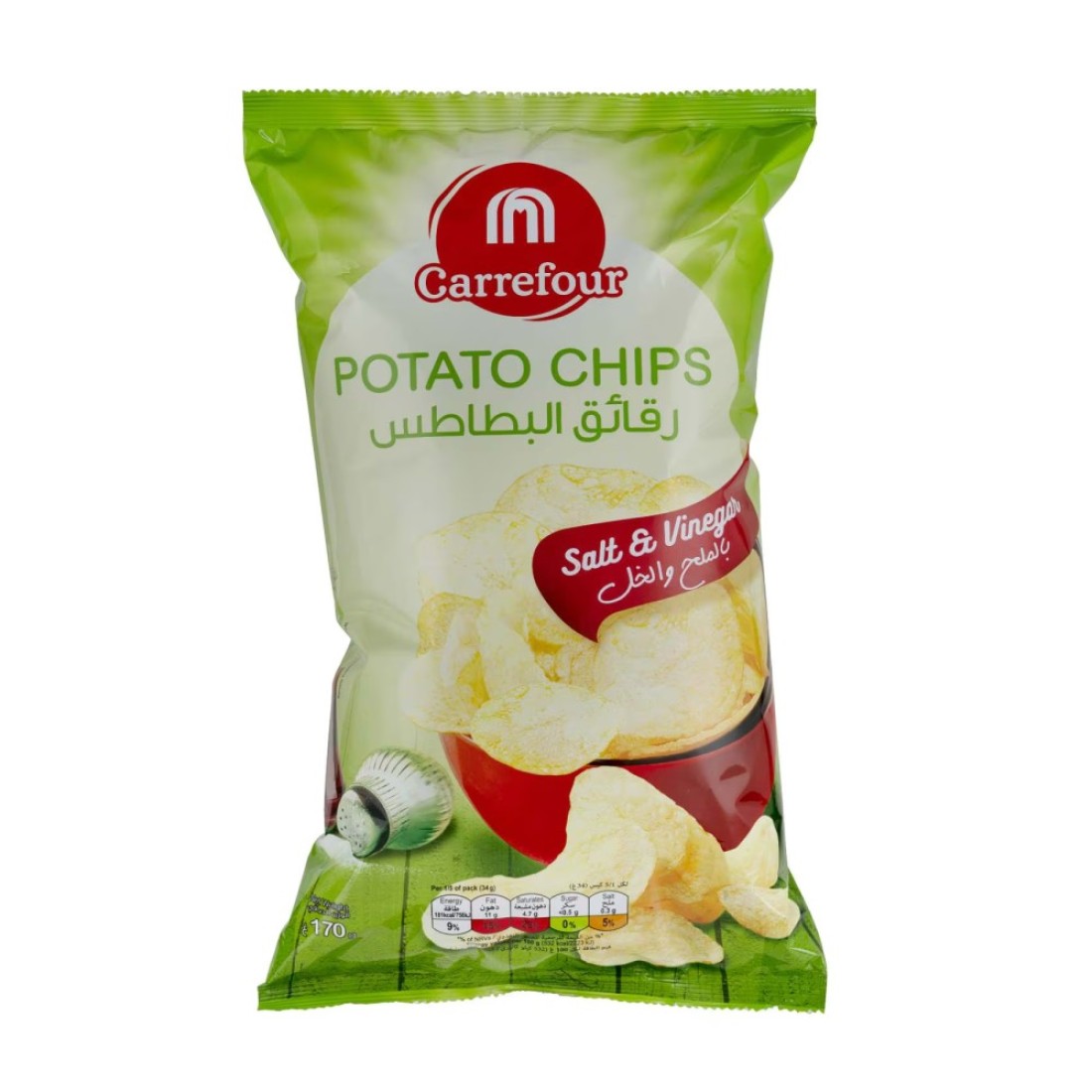 Carrefour Salt and Vinegar Flavoured Potato Chips, 170g