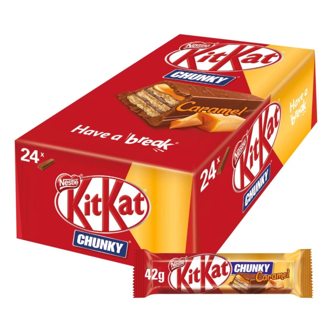 Nestle KitKat Chunky Salted Caramel Chocolate Bar, 42g Pack of 24