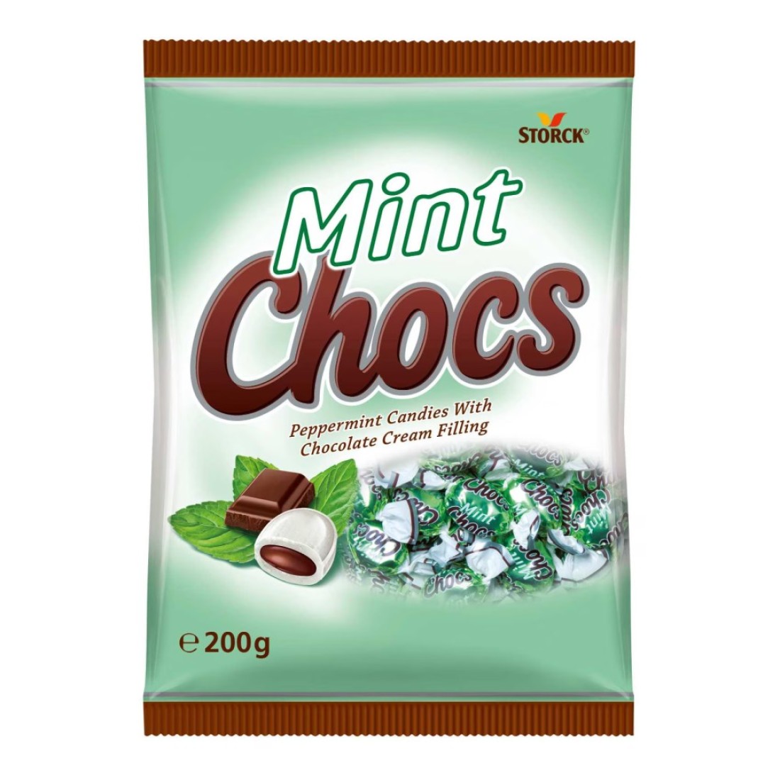Storck Mint Chocs Peppermint Candy with Chocolate Cream Filling, 200g
