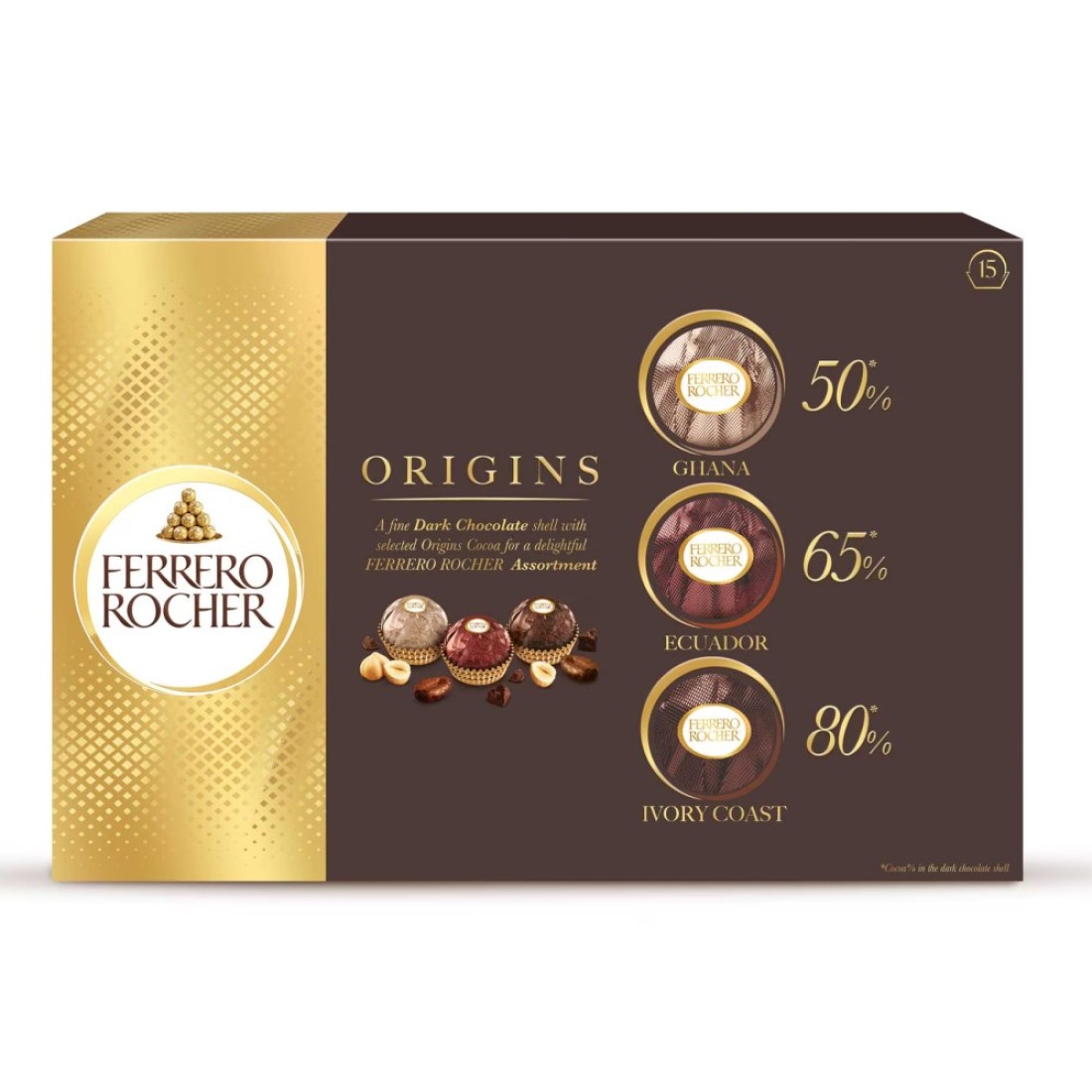 Ferrero Rocher Origins Assortment Dark Chocolate 15 Rocher 187.5g