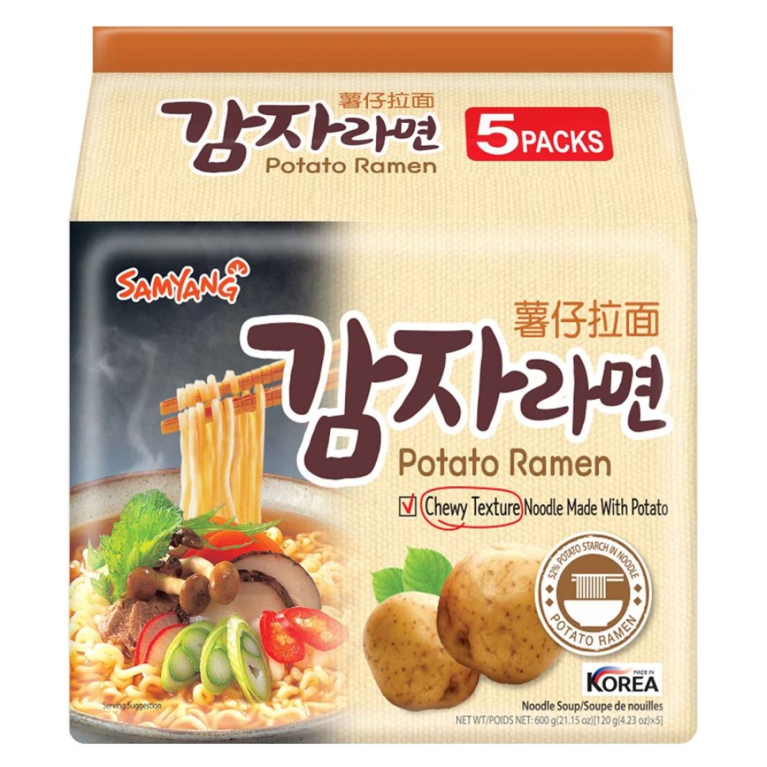Samyang Potato Ramen Noodle Soup 120g Pack of 5