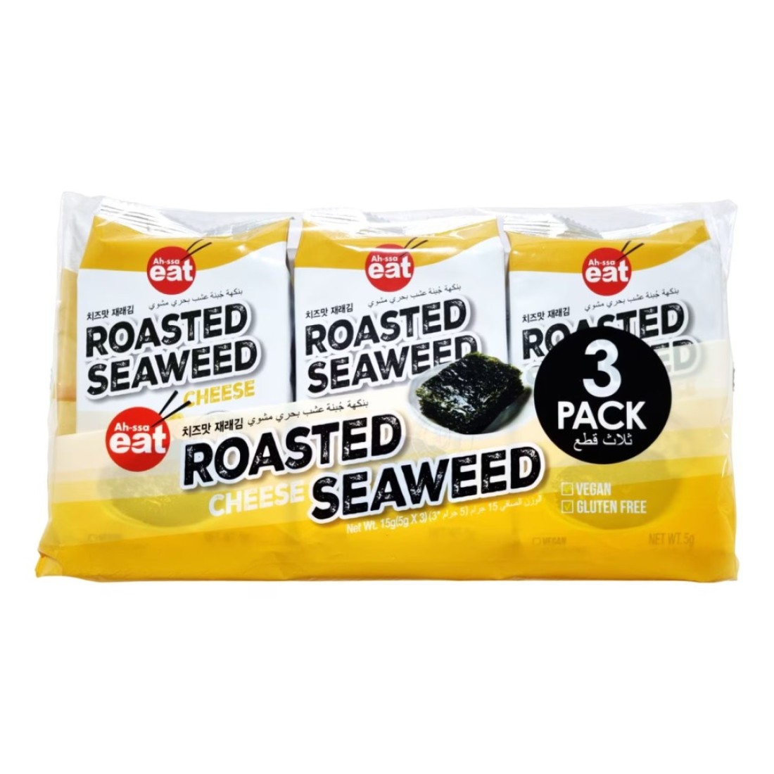 Ah-saa eat Roasted Seaweed Cheese 5g Pack of 3
