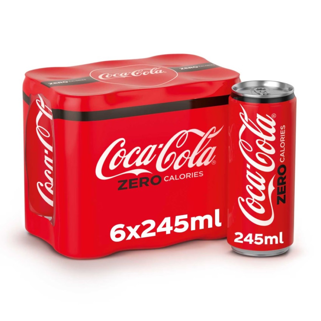 Coca-Cola Zero Calories Carbonated Soft Drink 245ml Pack of 6