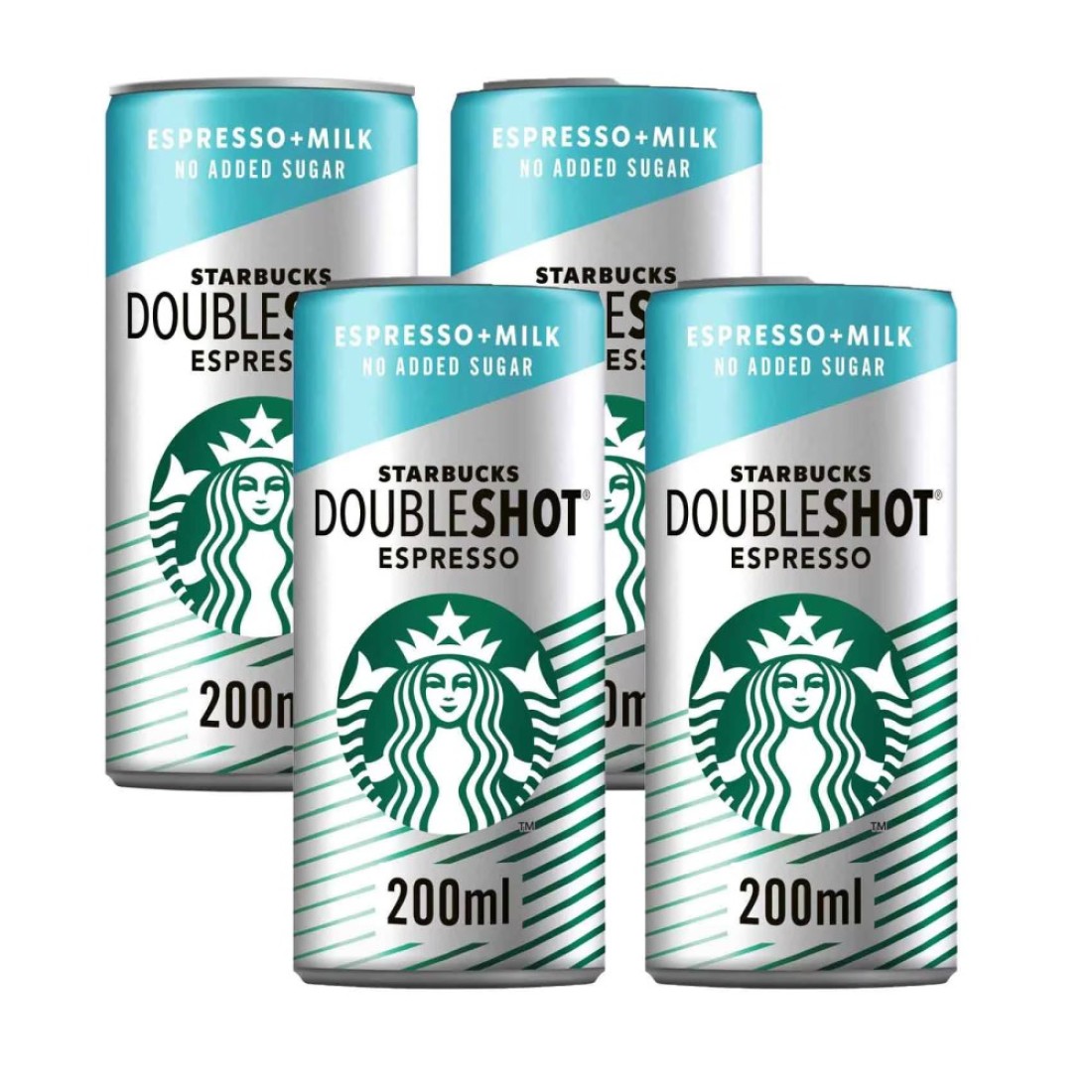 Starbucks No Added Sugar Doubleshot Espresso Arabica Coffee Drink, 200ml Pack of 4