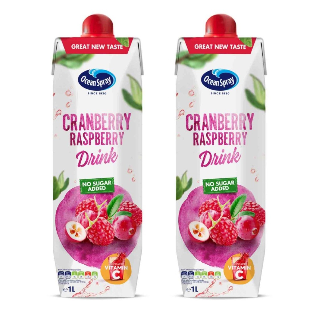 Ocean Spray Cranberry Raspberry Juice 1L Pack of 2