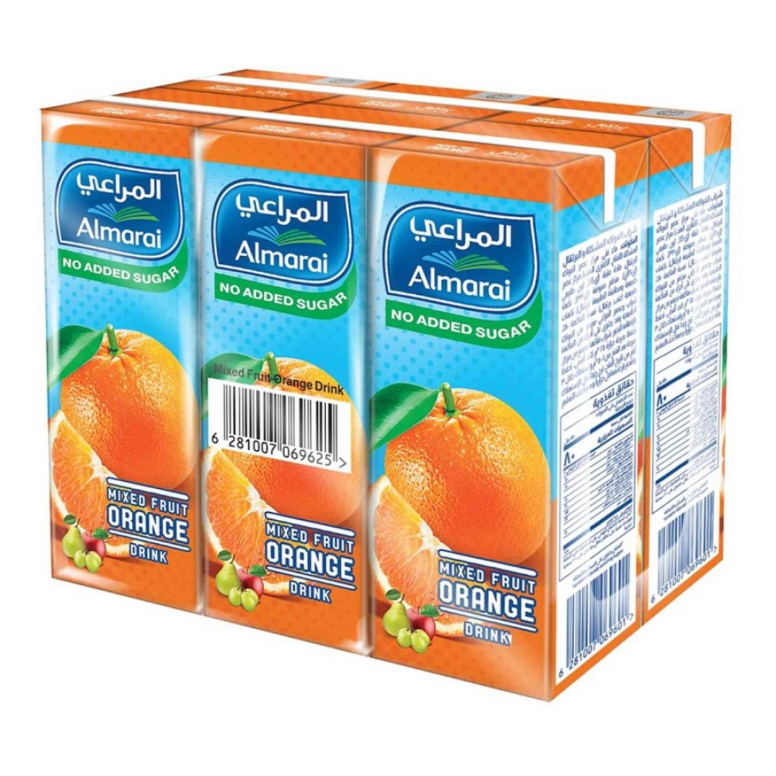 Almarai No Added Sugar Mixed Fruit Orange Juice Drink 180ml Pack of 6