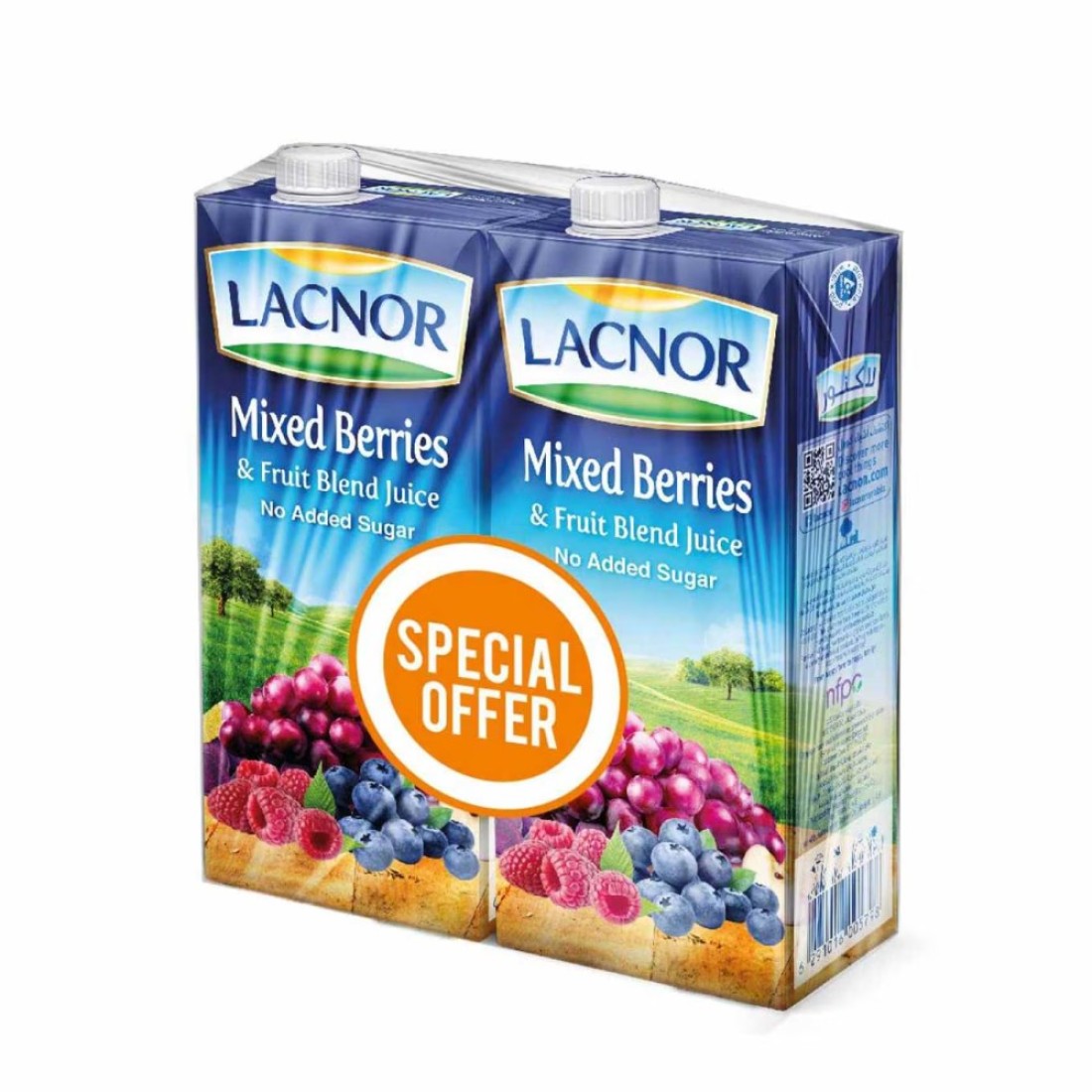 Lacnor No Added Sugar Mix Berries Juice 1L Pack of 2