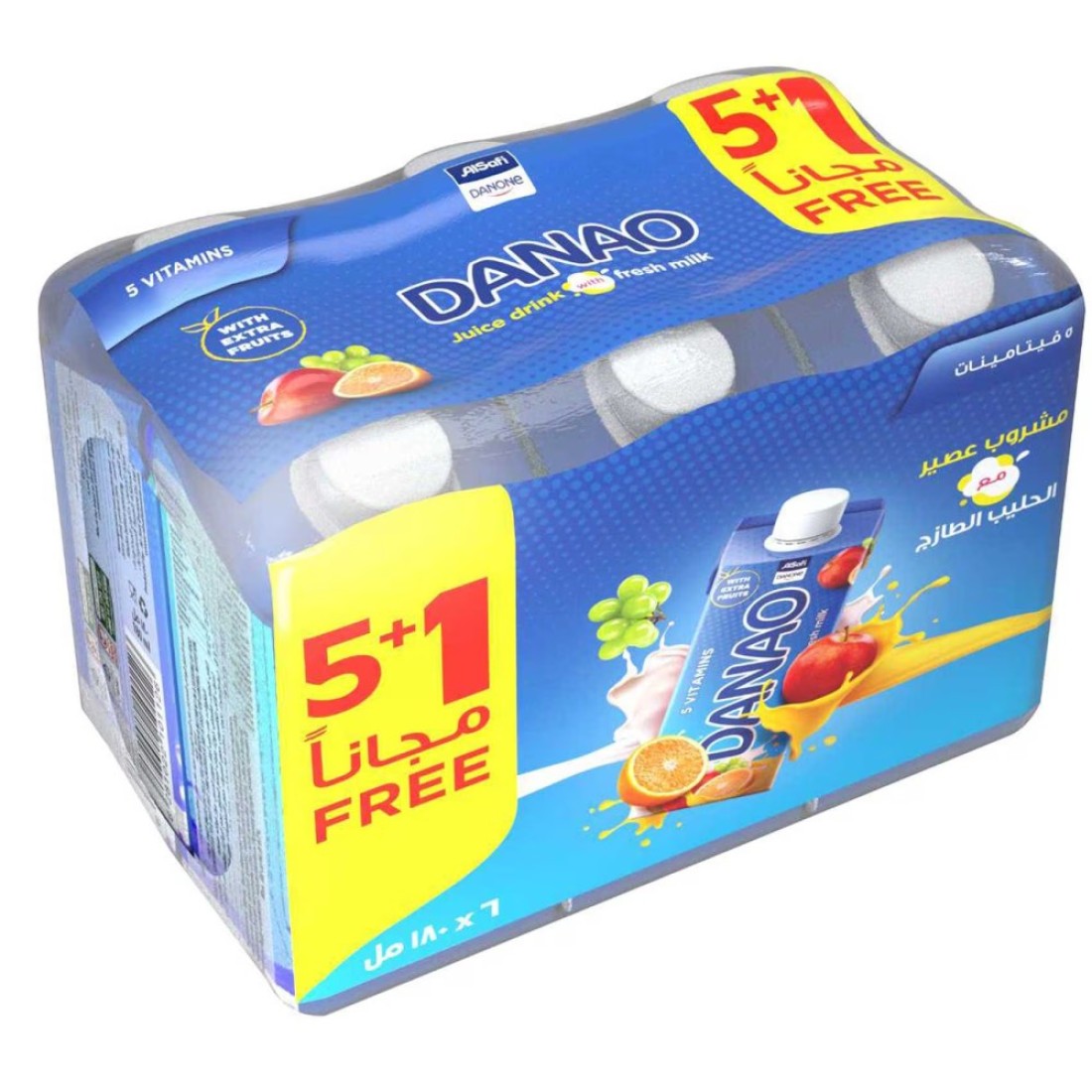 Danao 5 Vitamins Juice Drink With Milk 180ml Pack of 6