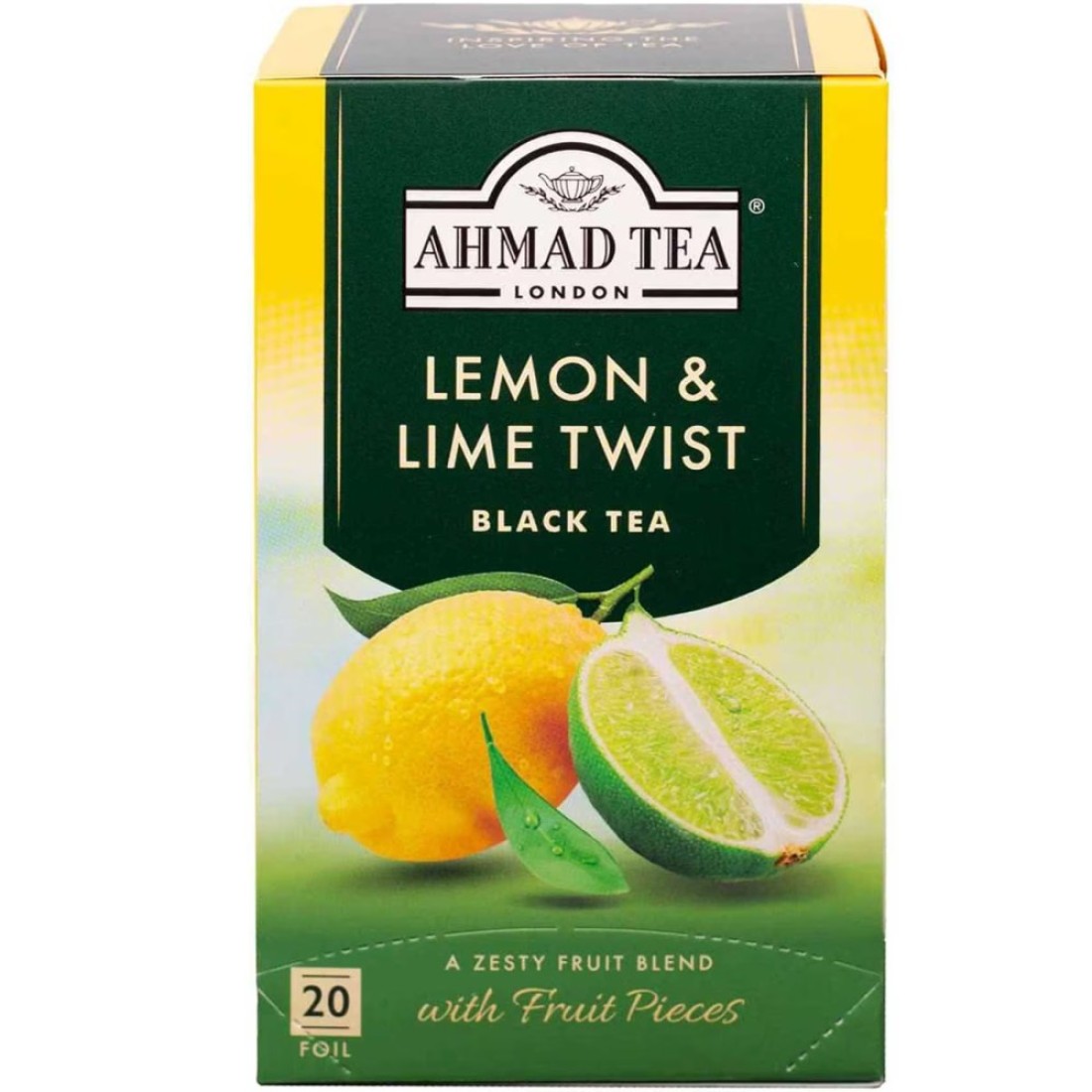 Ahmad Tea Lemon and Lime Twist Flavoured Black Tea with Fruit Tea Bags 20 Tea Bags