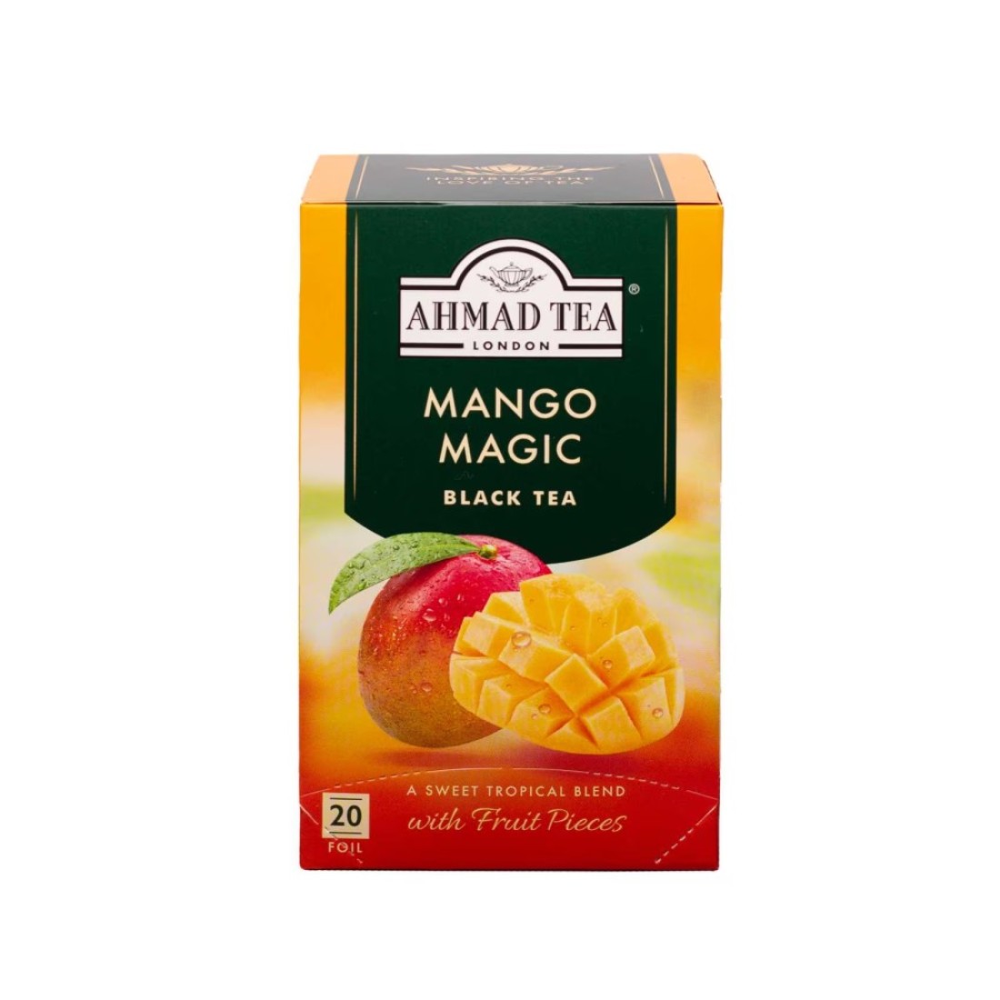Ahmad Tea Mango Magic Flavoured Black Tea with Fruit Pieces Tea Bags 20 Tea Bags