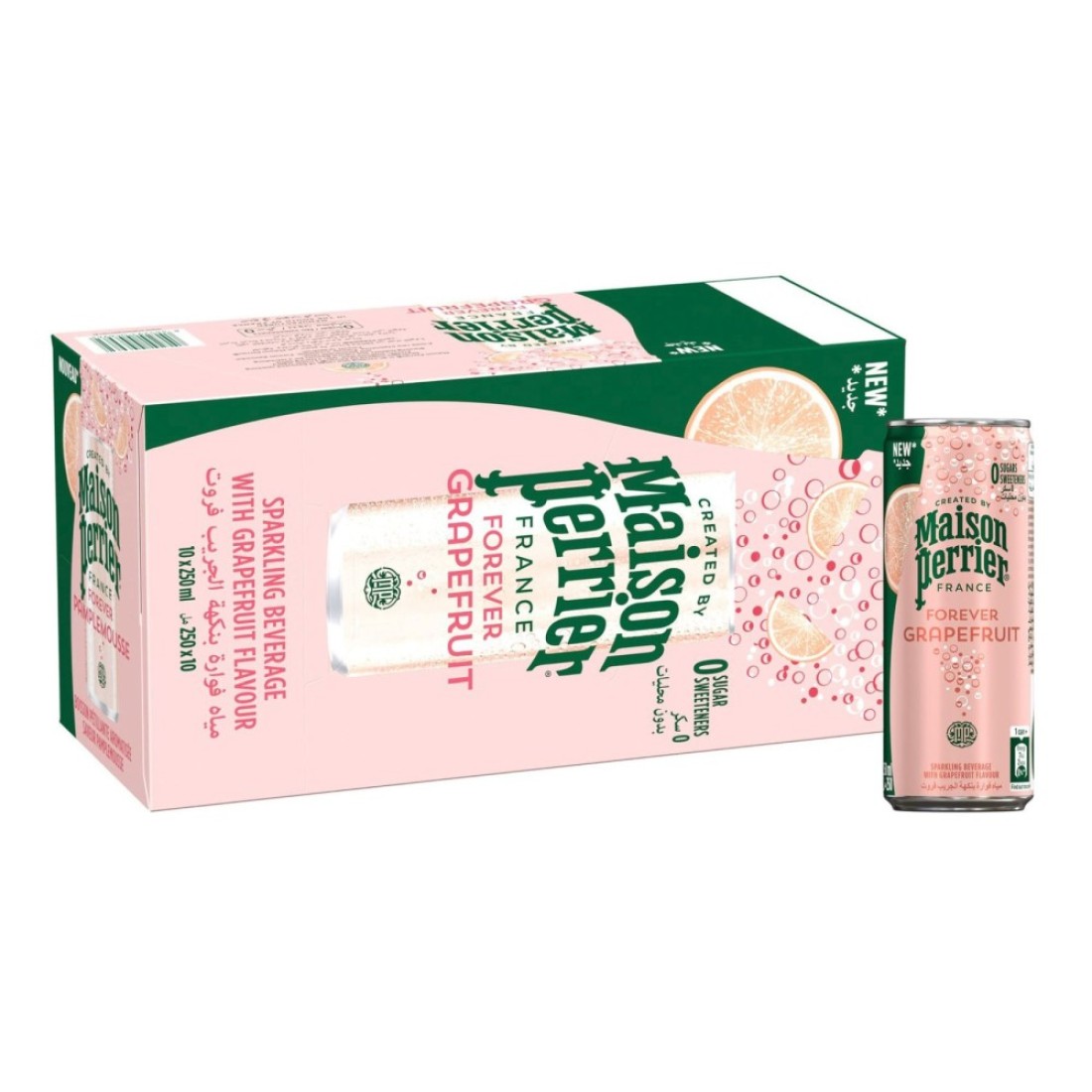 Maison Perrier Forever Grapefruit Flavoured Sparkling Drink Slim Can 250ml Pack of 10