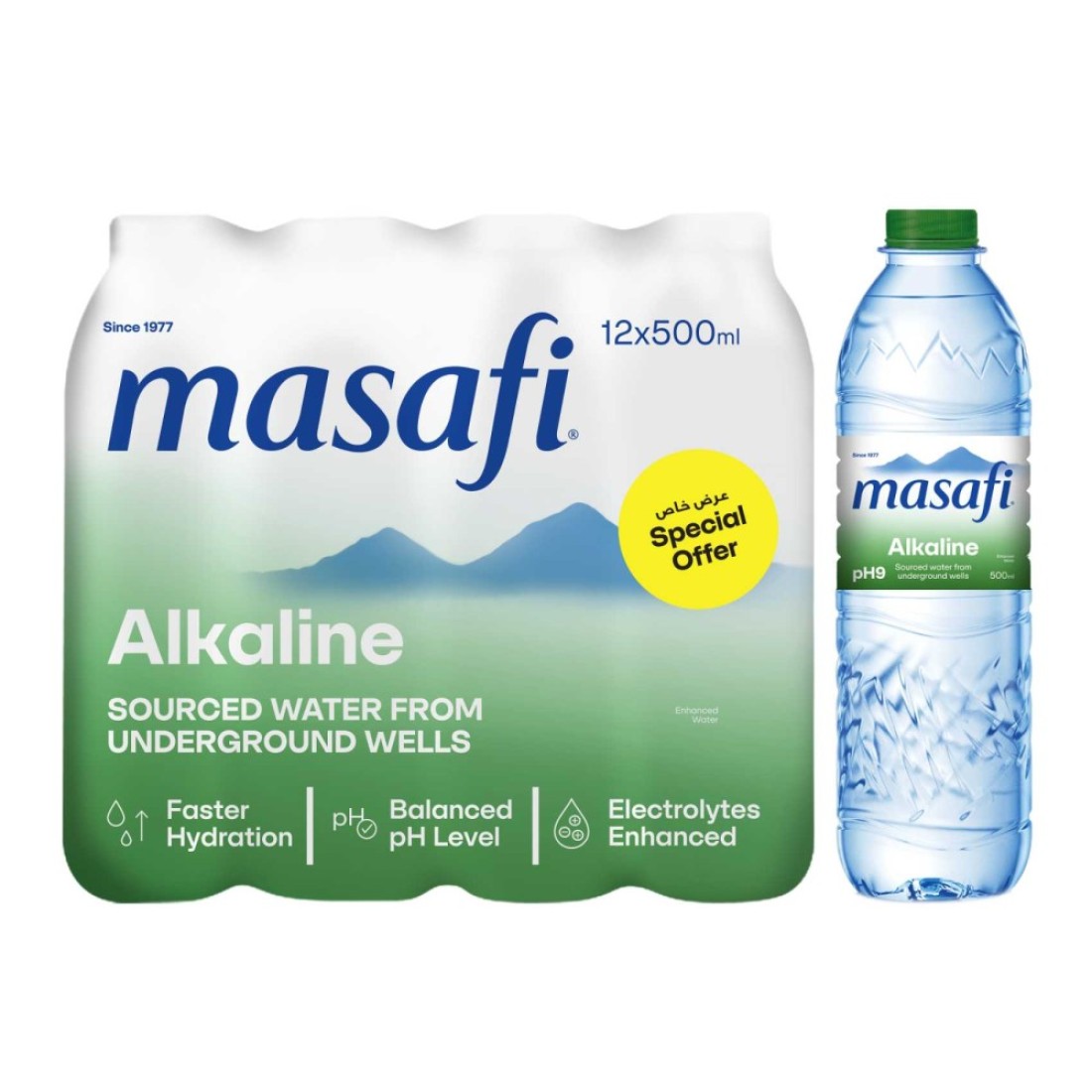 Masafi Alkalife Alkaline Water 500ml Pack of 12