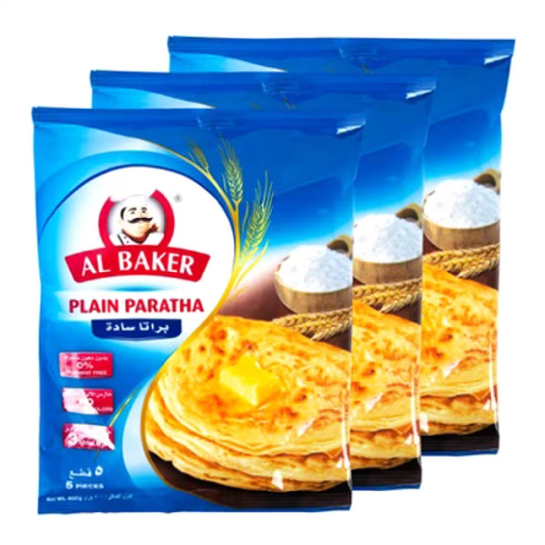 Al Baker Plain Paratha, 400g Pack of 3