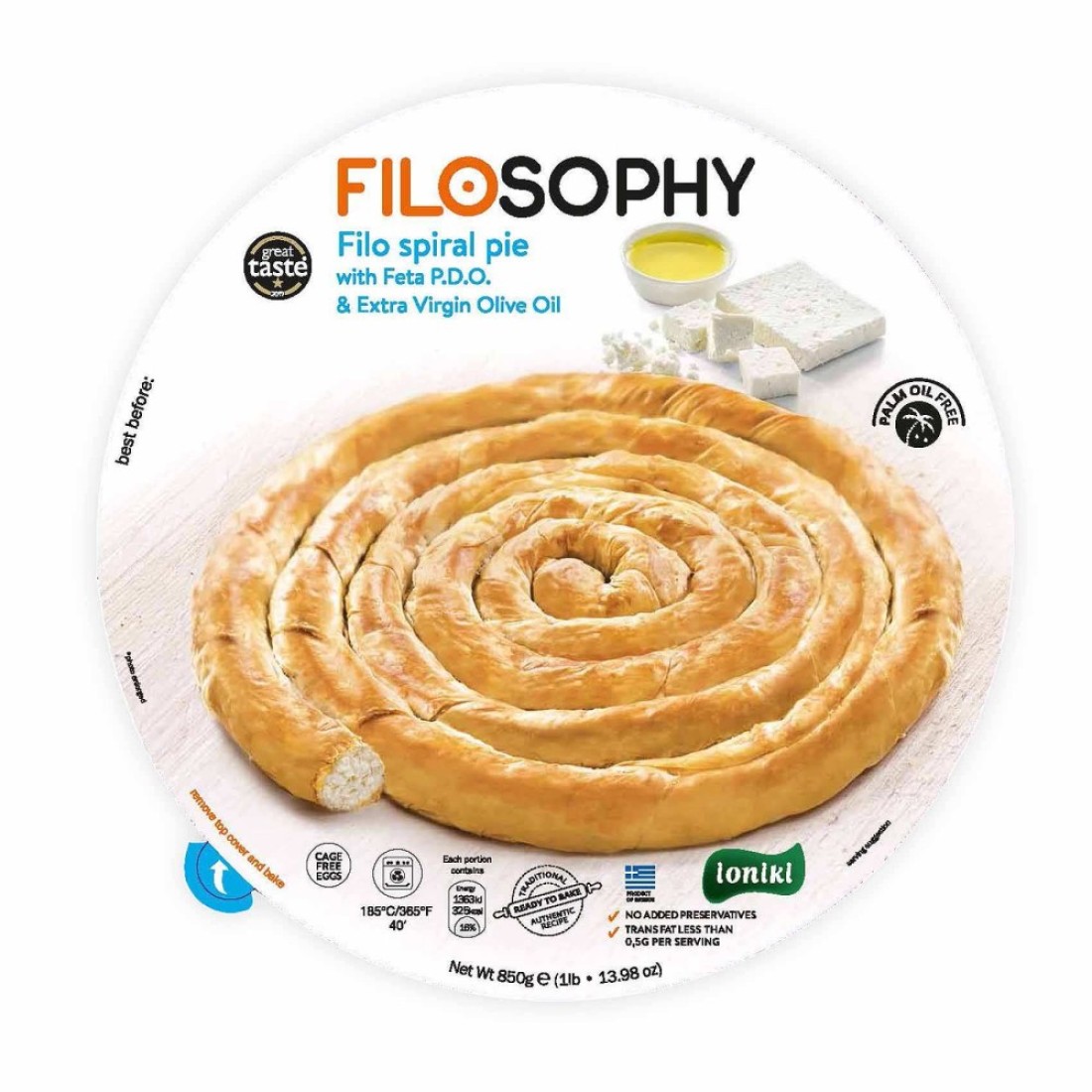 Filosophy Filo Spiral Pie With Feta 850g