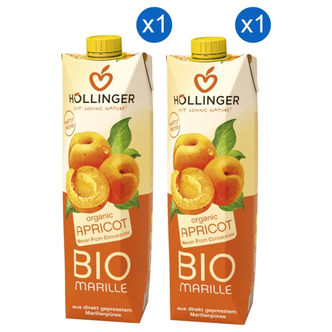 Hollinger Organic Apricot Juice, 1L Pack of 2