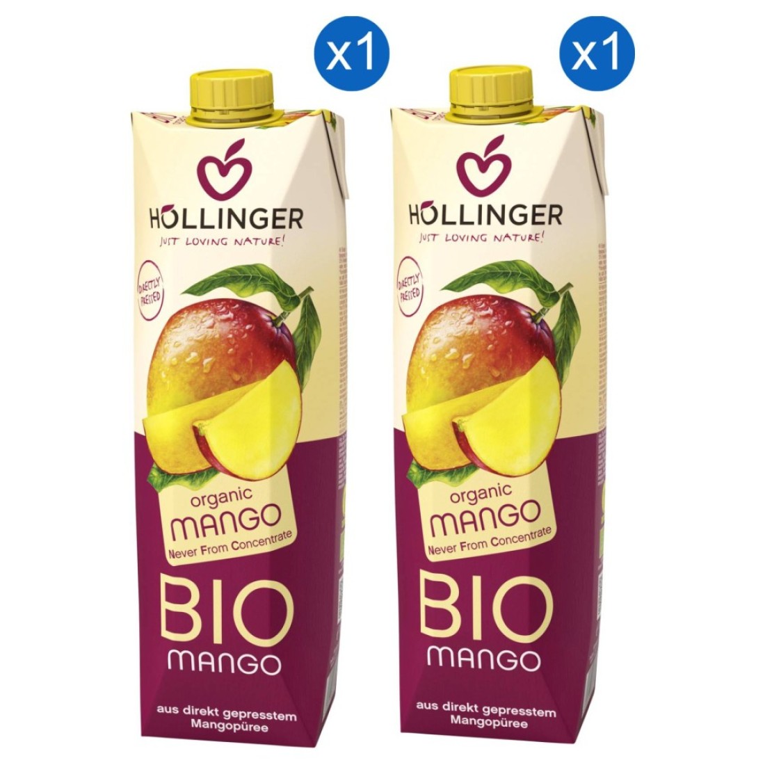 Hollinger Organic Mango Juice, 1L Pack of 2
