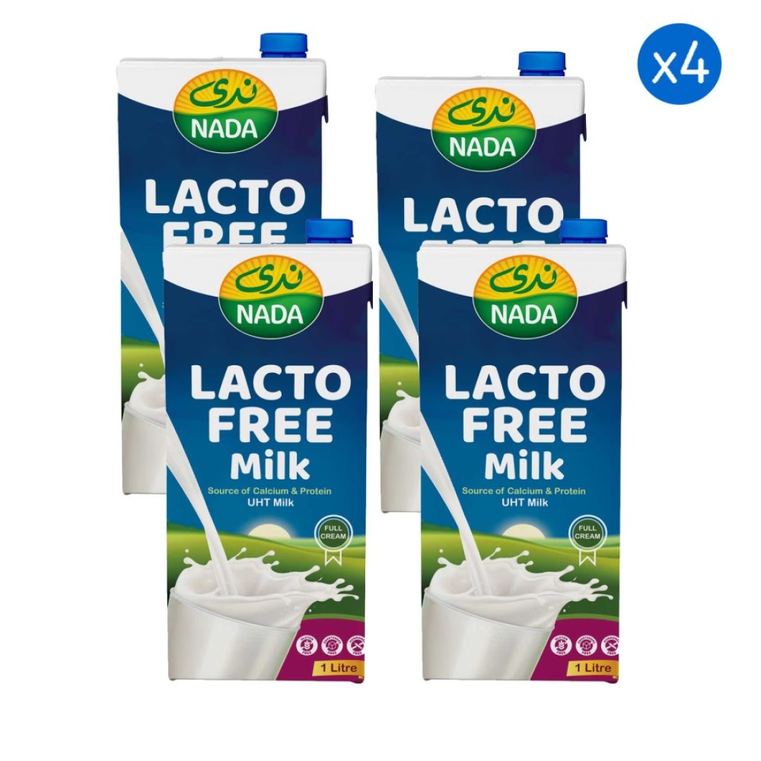 Nada UHT Lacto Free Full Cream Milk 1L Pack of 4