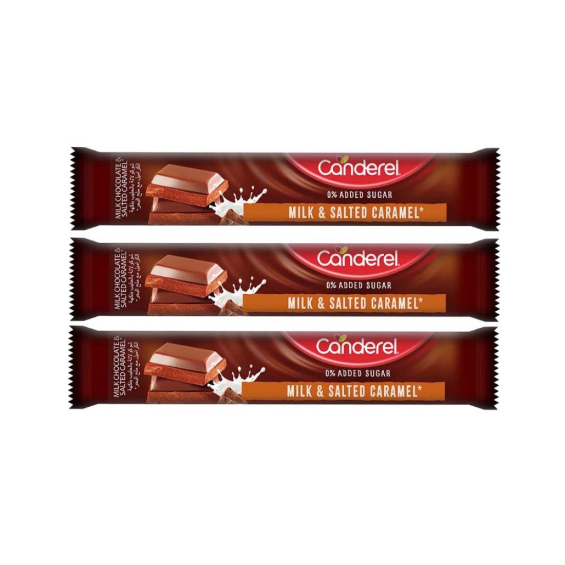 Canderel No Added Sugar Salted Caramel Milk Chocolate Bar, 30g Pack of 4