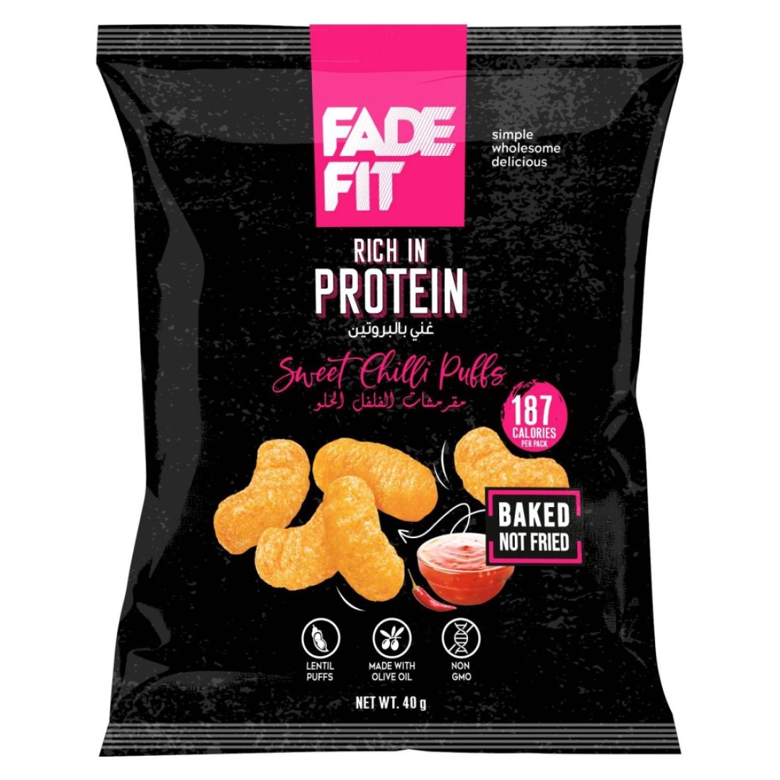 Fade Fit Rich in Protein Sweet Chilli Puffs, 40g