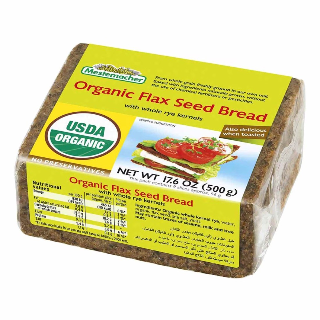 Mestemacher Organic Flax Bread 500g