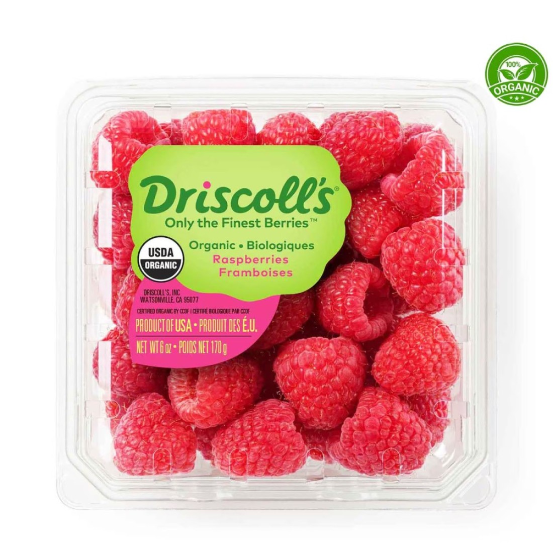 Driscoll&#39;s Organic Raspberries 170g