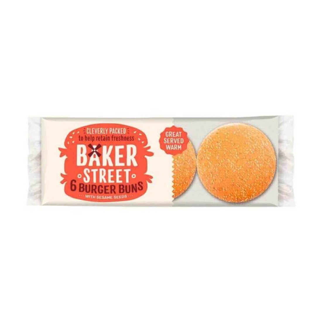 Baker Street 6 Burger Buns With Sesame Seeds 290g