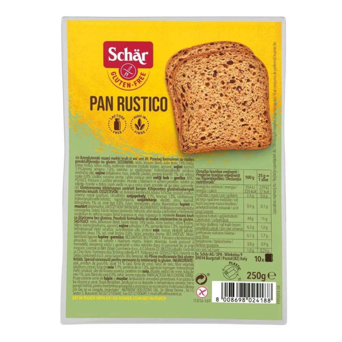 Schar Gluten Free Pan Rustico Breads 250g