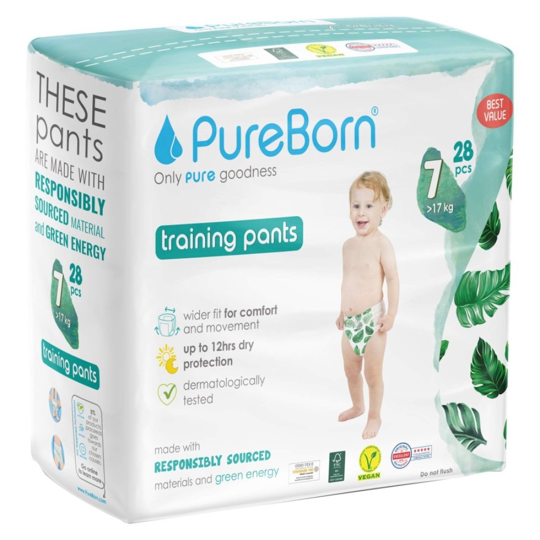 PureBorn Pull-Up Training Pants Size 7 &gt;17kg 28 Pants