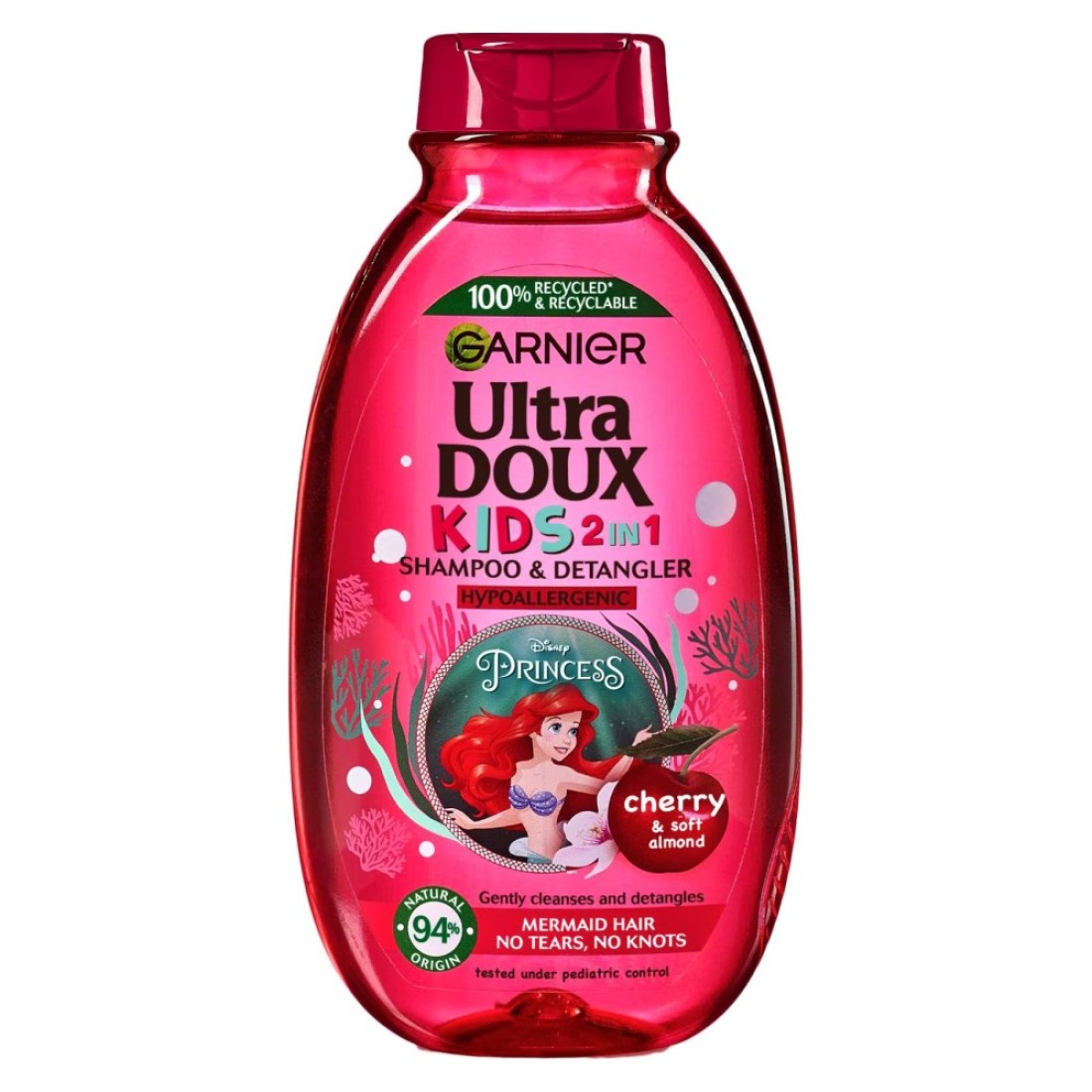Garnier Ultra Doux Cherry Soft Almond Kids 2-In-1 Shampoo And Detangler Pink 400ml