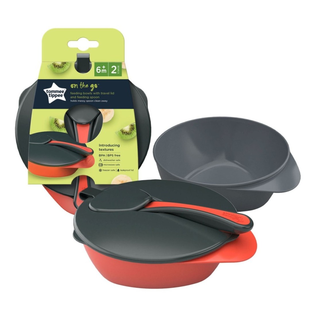 Tommee Tippee On The Go Easy Scoop Feeding Bowls With Travel Lid And Feeding Spoon TT446718