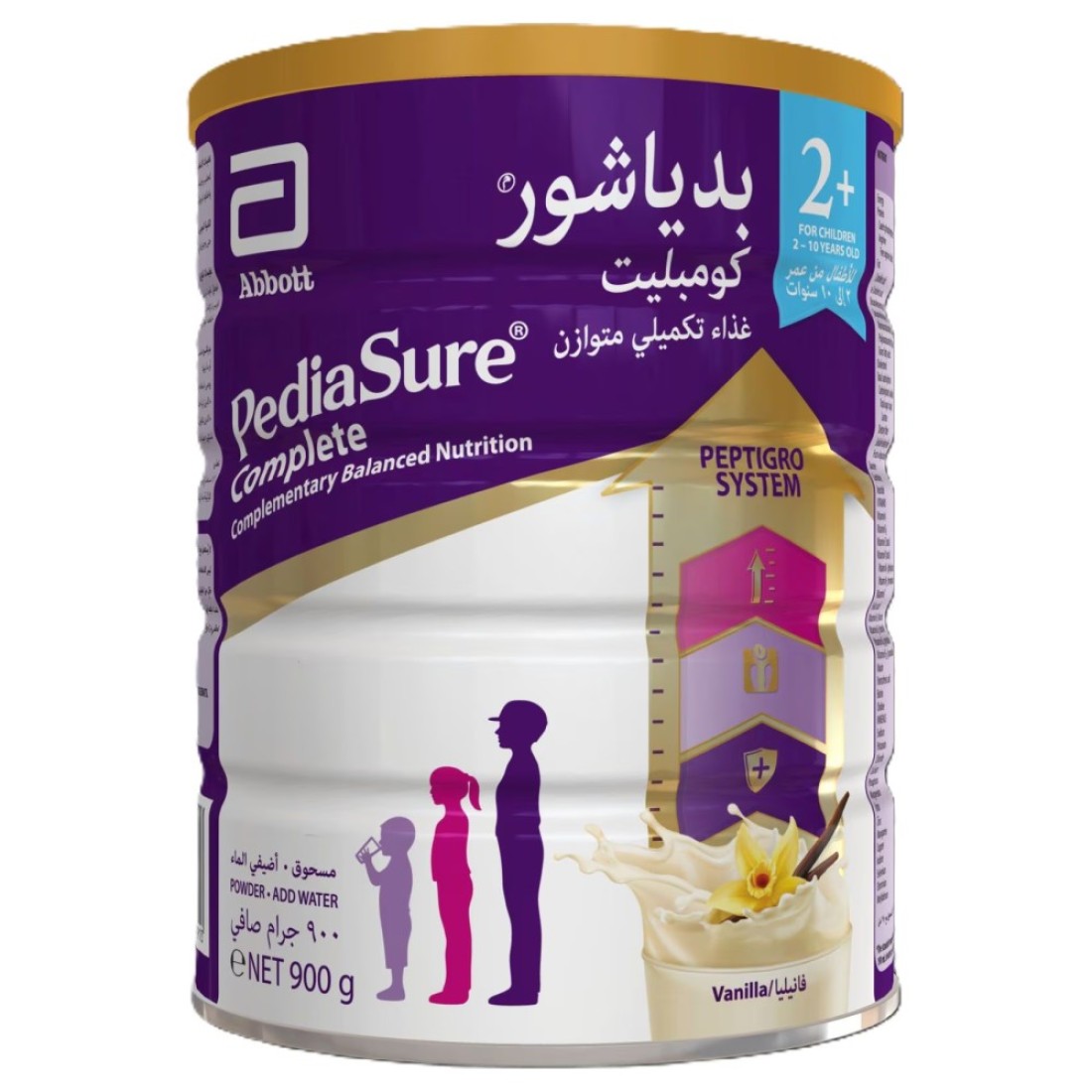 Abbott PediaSure Peptigro System Complete Nutrition Milk Powder Vanilla 2 Plus 2 to 10 Years 900g