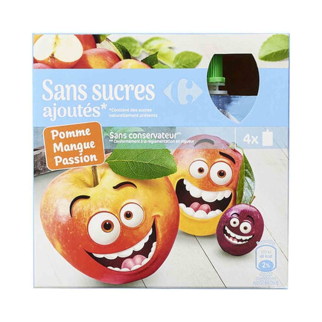Carrefour No Added Sugars Apple Mango Passion Fruit Desserts 90g pack of 4