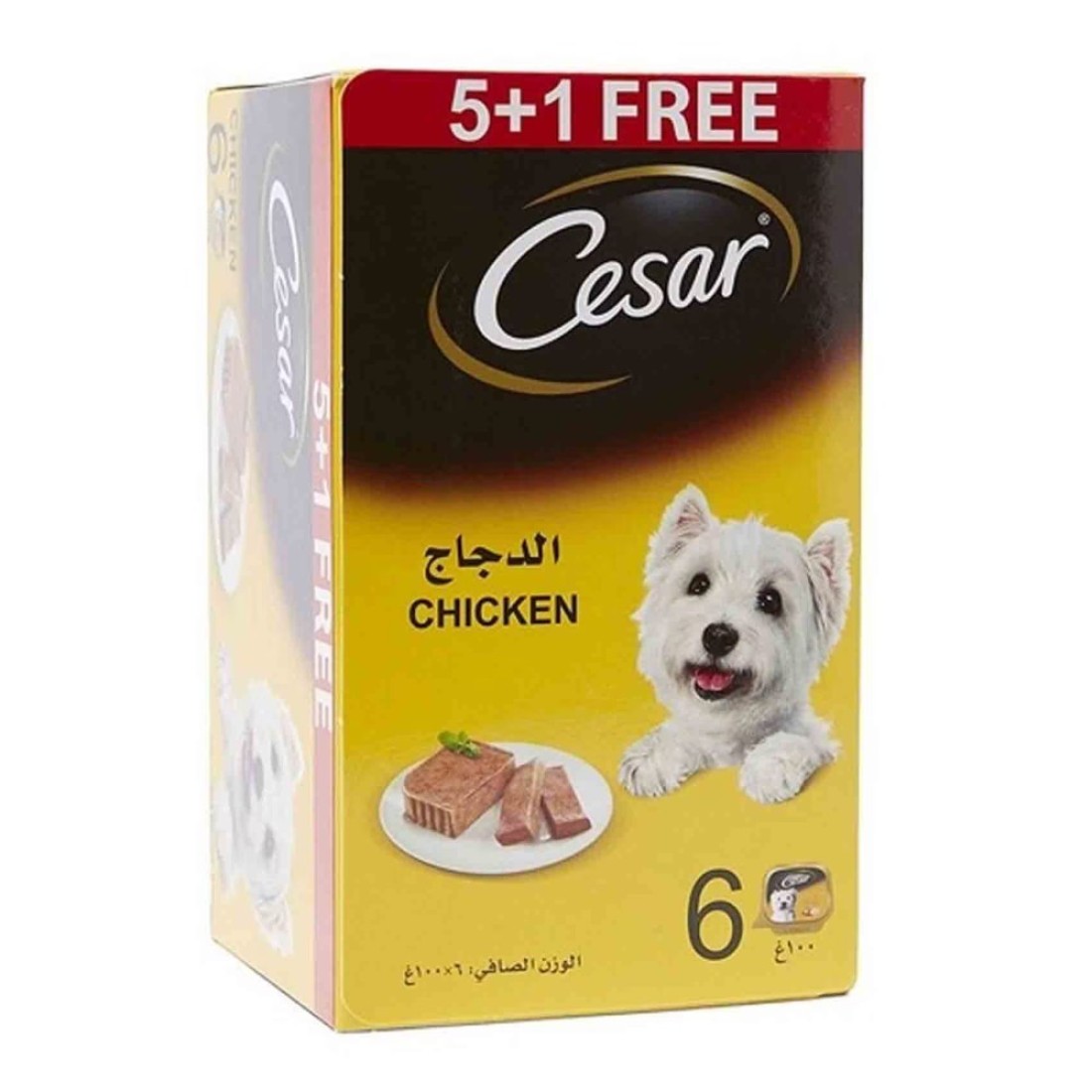 سيزار طعام رطب بنكهة الدجاج للكلاب، 100 غرام، حزمة من 6