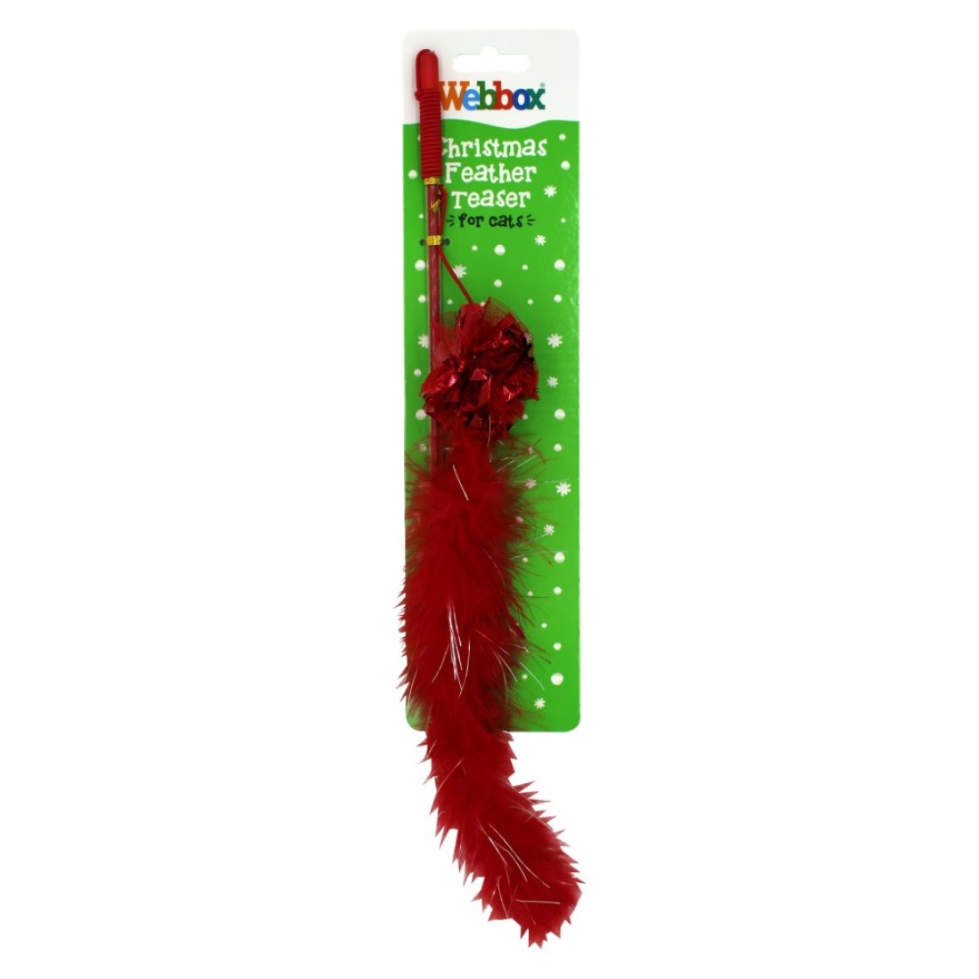 Webbox Christmas Feather Teaser Wand For Cats Red 30g