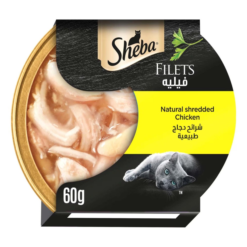 Sheba Filets with Natural Shredded Chicken Flavour in Gravy Wet Food for Cat, 60g